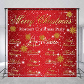 Aperturee - Aperturee Red Snowy Festive Custom Christmas Party Backdrop